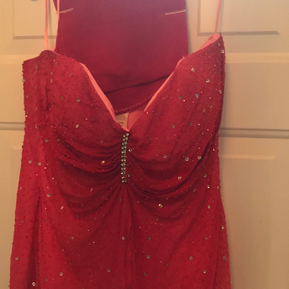 Ombré pink/fuchsia beaded evening gown